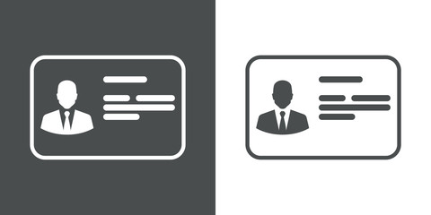 Icono plano carnet identidad gris y blanco