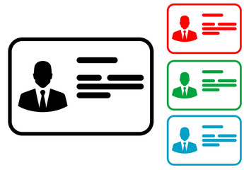 Icono plano carnet identidad varios colores
