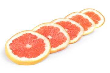 Grapefruit slices isolated on white background cutout