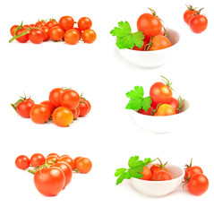 Collage of cherry isolated on a white background with clipping path