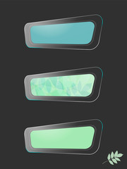 Foliage button set, blue green colors 