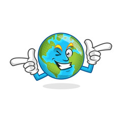 Happy funky earth mascot, earth character, earth cartoon vector 
