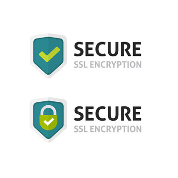 SSL secure payment certificate icon vector, https secure encryption shield, protected connection label, lock symbol isolated on white