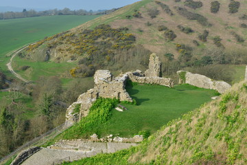 Fototapeta na wymiar The view from Corfe castle in Dorset on a spring morning 