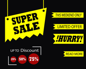 Advertising sticker Super Sale on a dark background