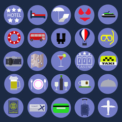Big collection Icons related to travel. flat design