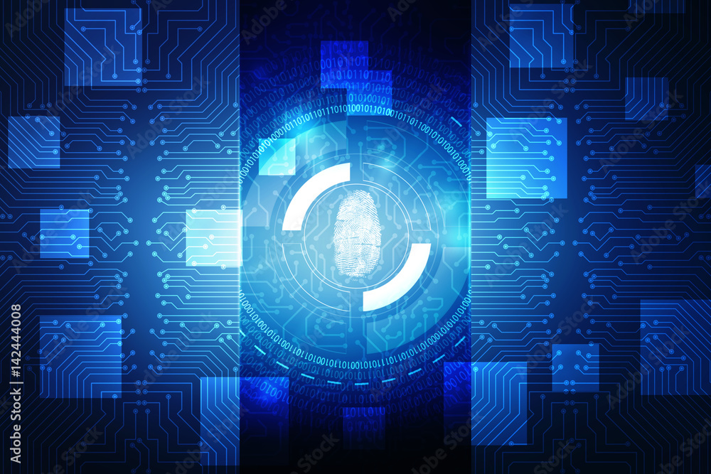 Aufkleber abstract technology background.security system concept with fingerprint