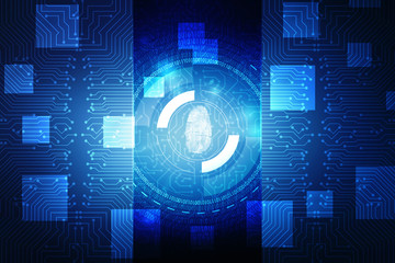 Obraz premium Abstract technology background.Security system concept with fingerprint