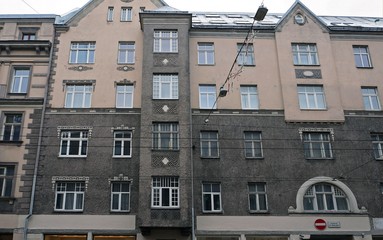 Fototapeta na wymiar Riga, Terbatas 4-8, elements of the facade of Art Nouveau