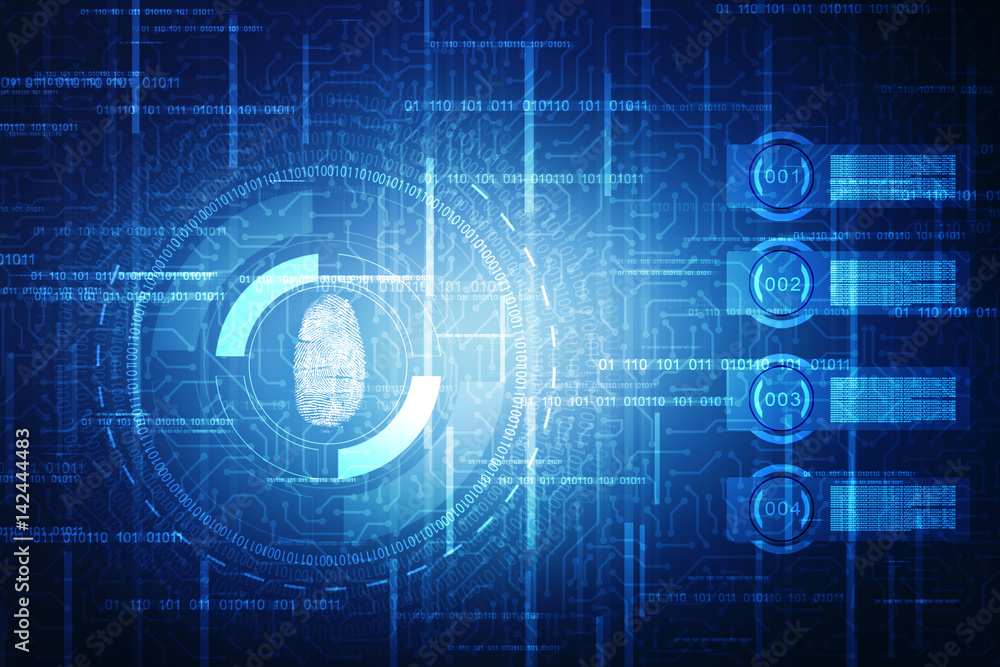 Aufkleber abstract technology background.security system concept with fingerprint