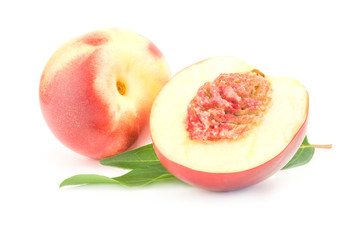 Beautiful ripe peaches on a white background. Clipping path