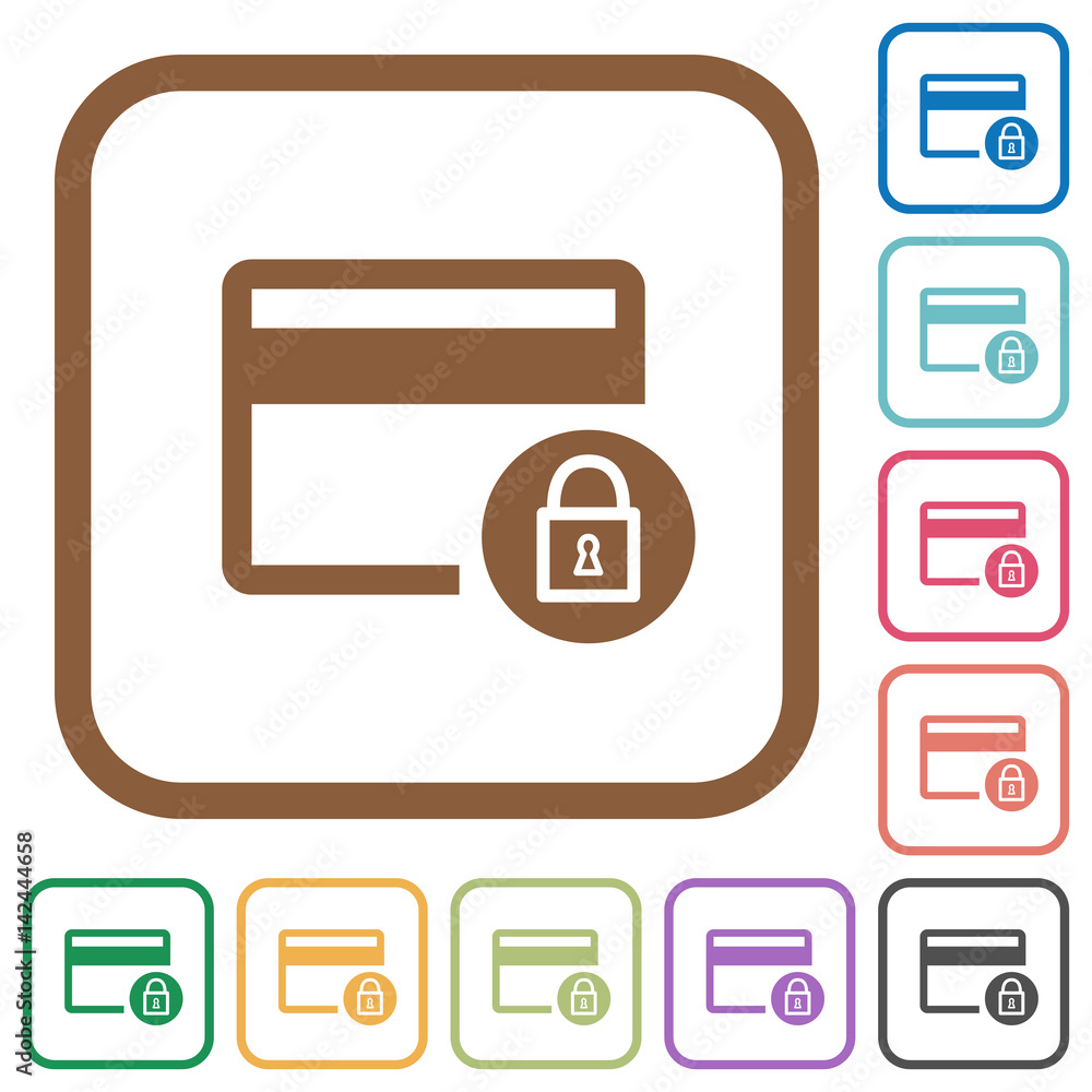Poster lock credit card transactions simple icons