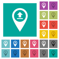 Upload GPS map location square flat multi colored icons