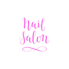 Hand-drawn vector nail salon lettering design