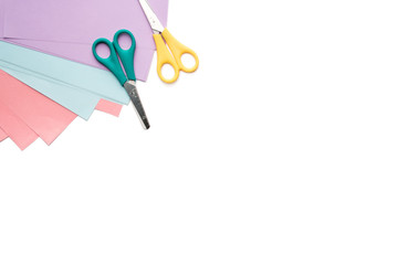 School supplies frame, isolated on white