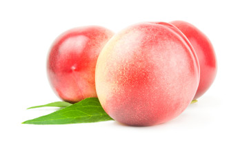 Ripe peaches isolated on a white background cutout