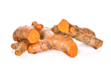 turmeric root isolated on white background