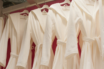 White terry robes in the closet