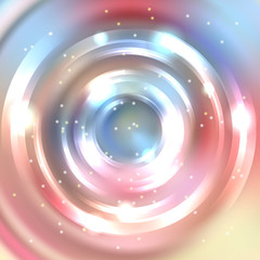 Abstract background with luminous swirling backdrop. Shiny swirl background. Intersection curves. Pink, orange, blue, yellow colors.