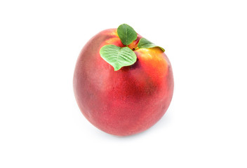 Ripe peach on a white background.