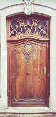 wooden door. front door. Vintage Retro Filter