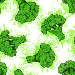 Seamless pattern with broccoli. Vector background