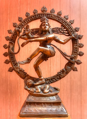 Gold Indian statue of Lord Shiva, from Tantra tradition