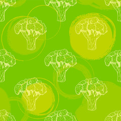 Seamless pattern with broccoli. Vector background