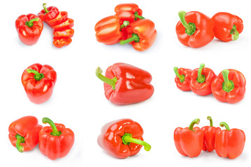 Set of bulgarian peppers isolated over a white background