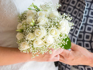 Wedding bouquet of white roses