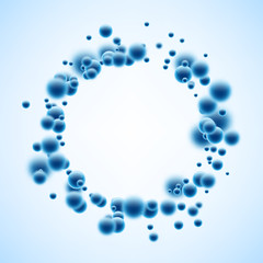 Round background with blue bubbles.