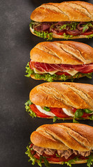 Set of four deli style sandwiches