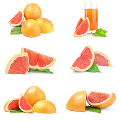 Set of grapefruit on a white background