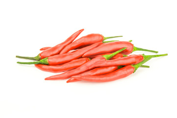 Red chili peppers isolated on a white background with clipping path