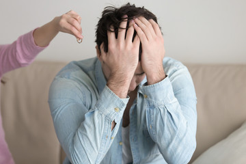 Woman gives back wedding ring to sad husband and leaving, engagement cancelling, man depressed and...
