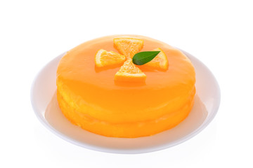 homemade orange cake on white background