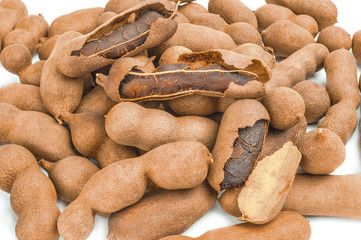 Tamarindus indica isolated on a white background