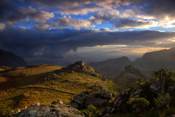 Obraz premium Evening light in the Mulaje mountains in Malawi