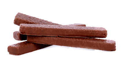 wafers in chocolate isolated on a white background