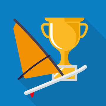 Flat Design Wind surfing Cup Icon