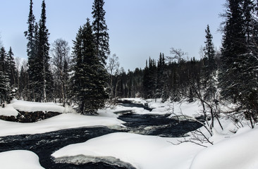Winter landscape in Russian Lapland, Kola Peninsula