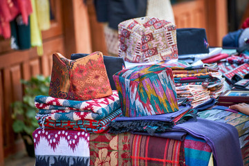 National nepalese tribal hats Topi at the market