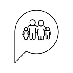 figure family inside chat bubble, vector illustration design
