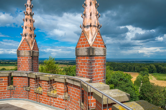 Blick vom Aussichtsturm Hessenstein zur Hohwachter Bucht bei Panker