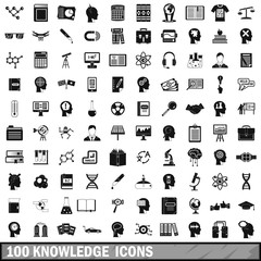100 knowledge icons set, simple style 