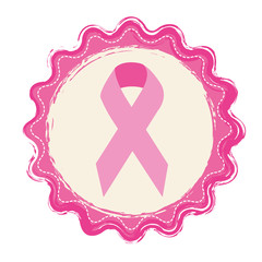 circular label with breast cancer symbol, vector illustration