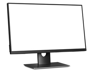 computer monitor with white blank screen - obrazy, fototapety, plakaty