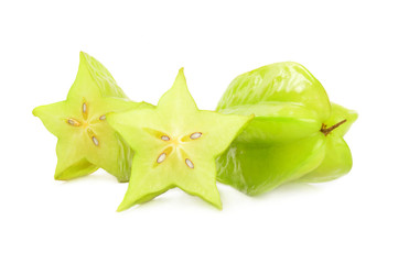 Fototapeta premium Starfruit on a white background. Clipping path