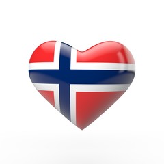 Norway heart flag. 3D rendering