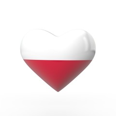 Poland heart flag. 3D rendering